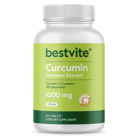 Curcumin 1000mg (Turmeric)(120 Tablets) Made with Curcumin C3 Complex & Bioperine-Standardized to 95% Curcuminoids-Vegan
