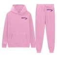 thumbnail image 4 of Women's Merry Print Hooded Sweatsuit Set, 2 Piece Loungewear Outfit, Cute Graphic Hoodie and Jogger Pants, Soft Fleece Tracksuit, Cozy Casual Matching Set Pink XL, 4 of 4