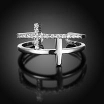 KONTONTY Rhinestone Cross Ring Adjustable Design for Womens Stylish Fashion Accessory