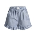 thumbnail image 6 of Dresfit Boxer Shorts for Women Gingham Ruffle Shorts 2026 Summer Plaid Elastic Beach Pajama Bottoms with Pocket High Waisted Loose Travel Pajama Shorts L, 6 of 6