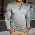 thumbnail image 2 of KHONTS Men's Henley Shirts Long Sleeve Casual T Shirts Basic Classic Vintage Cotton Tee Shirts Button Shirts Light Gray XXL, 2 of 7