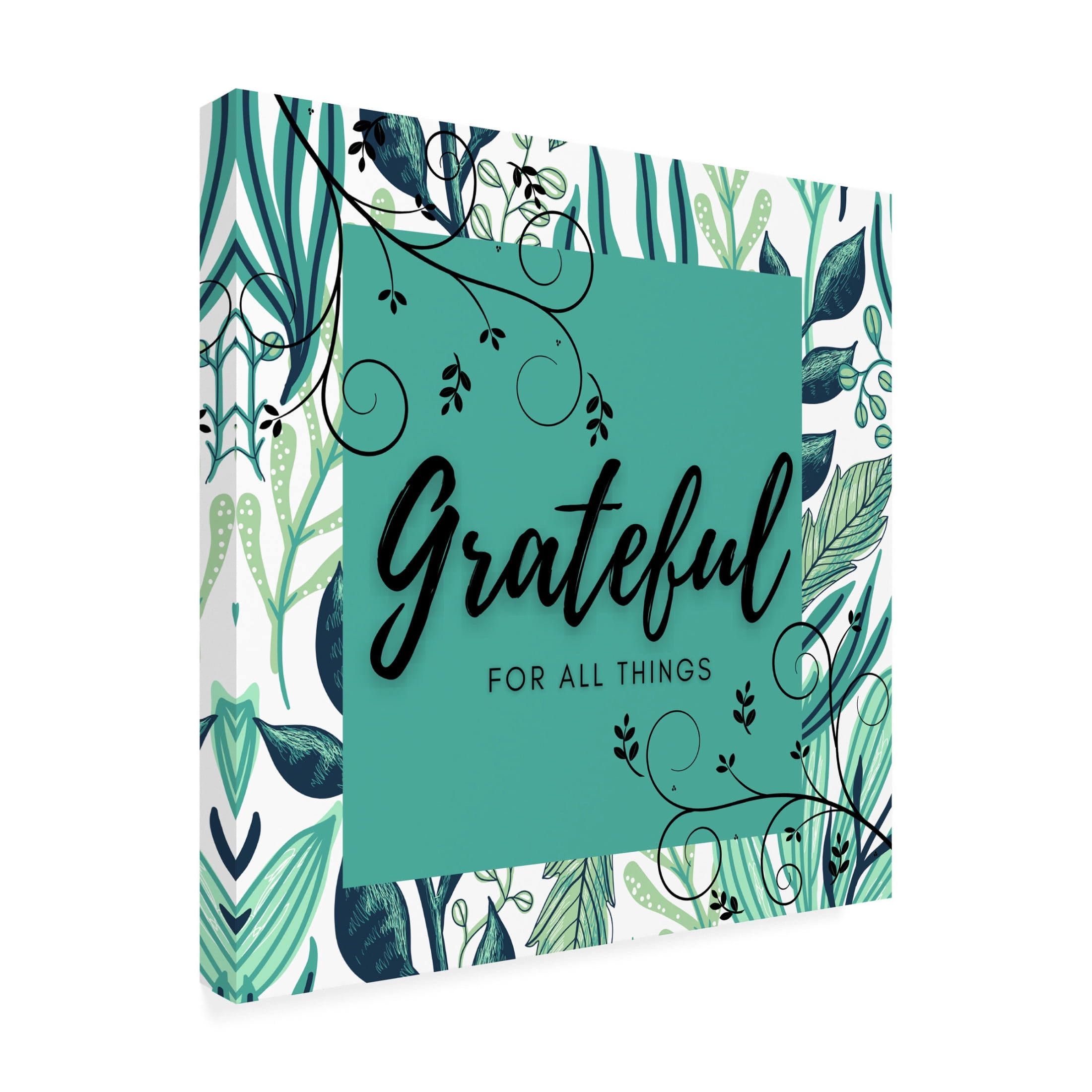 Canvas Wall Art - Tina Mitchell 'Grateful' Wall Art for Living Room, Bedroom, or Office Décor by Trademark Fine Art - 35 x 35 Inches