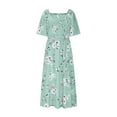 thumbnail image 5 of Up to 65% off! Kmdttou Plus Size Women's Dresses Boho Floral Printed Square Neck Party Short Sleeve Summer Casual Dress, 5 of 9