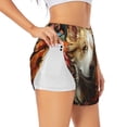 thumbnail image 3 of Lsque Vintage Colorful Flower Puppy Printed Women's Running Shorts with Liner Pockets,Elastic Quick Dry Workout Athletic Gym Yoga Shorts,Womens High Waist Shorts-Medium, 3 of 9