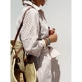thumbnail image 3 of utcoco Womens 2026 Shirt Dress Casual Lapel 3/4 Sleeve Button Down Split Belted Vacation Maxi Dress, 3 of 6