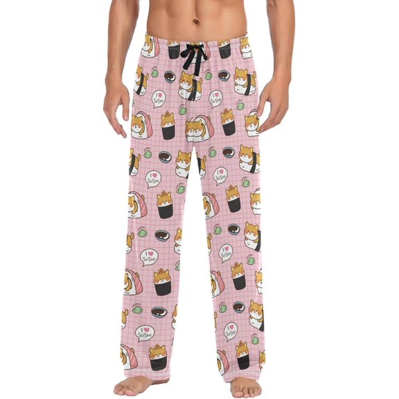 GZHJMY Cute Cartoon Dog Mens Pajama Pants, Comfortable and Soft Men Pajama Bottoms, with Pockets and Drawstring, Christmas New Year Birthday Father's Day