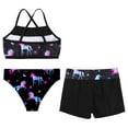 thumbnail image 4 of YONGHS Kids Girls Flower Printed Swim Trunks with Top Set Rashguard Swimsuit 3 Pieces Bathing Suit Night Pegasus-B 8, 4 of 6