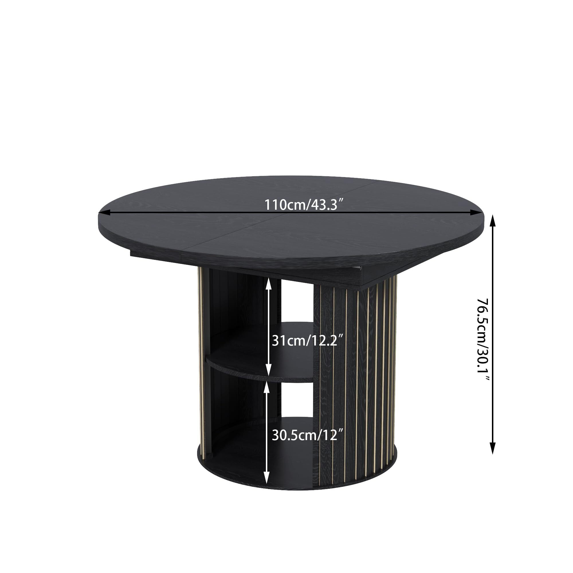 テーブル・チェア・ハンモック RWS0043AG WOOD PANEL TABLE Fsbecl Extendable Wooden Round Dining Table 43.3‚Äù-59‚Äù with