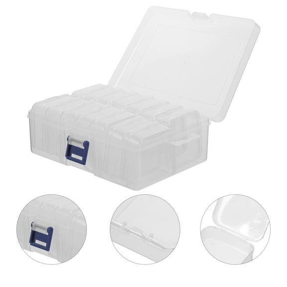 CRILSTYLEO 1 Set Mini Storage Containers for Beads Organizer Square Shape Transparent Plastic PP 5.3x5.3x0.8in