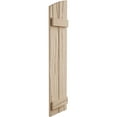 thumbnail image 3 of Ekena Millwork 11"W x 70"H (66 3/8" Low Side) Timberthane Riverwood Two Board Joined Board-n-Batten w/Elliptical Top Faux Wood Shutters (Per Pair), Primed Tan, 3 of 6