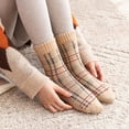 thumbnail image 4 of Calcetines de lana Vintage para mujer, calcetín abrigado con diseño de tiras clásicas, calcetín de moda para mujer, invierno cálido y grueso, 1 par, 4 of 5