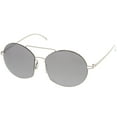 thumbnail image 3 of zeroUV - Modern Thin Metal Frame Brow Bar Colored Mirror Lens Round Sunglasses 59mm - 59mm, 3 of 5
