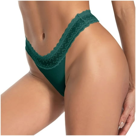 Lace Pacthwork Panties for Women Solid Color Soft Comfy Seamless Breathable Thong Casual Fashion Sexy No Show Briefs