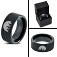 thumbnail image 4 of Tungsten Night Skyline Outdoor Camping Band Ring 9mm Men Women Comfort Fit Black Flat Cut Brushed Polished, 4 of 4