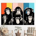 thumbnail image 3 of Trendy Canvas Art, Monkey Art, Animal Wall Decor, Monkeys Painting, Abstract Monkey Wise Monkeys Canvas Art, Thinking Monkey Canvas, Canvas Wall Decor - 3P-White Framed, 3 of 9