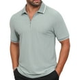 thumbnail image 6 of QPNGRP Men's Zipper Polo Shirts Short Sleeve Moisture Wicking Dry Fit Striped Casual Golf Shirts for Men Armygreen L, 6 of 6