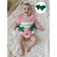 thumbnail image 5 of BemeyourBBs Baby Girl Striped Christmas Romper Long Sleeve Bodysuit with Headband, 5 of 9