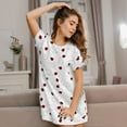 thumbnail image 3 of Naloa Ladybugs Flying On Dotted Route Print Women Nightgowns,Womens Loungewear,Short Sleeve Sleepwear,Comfy Ladies Nightdress, 3 of 6