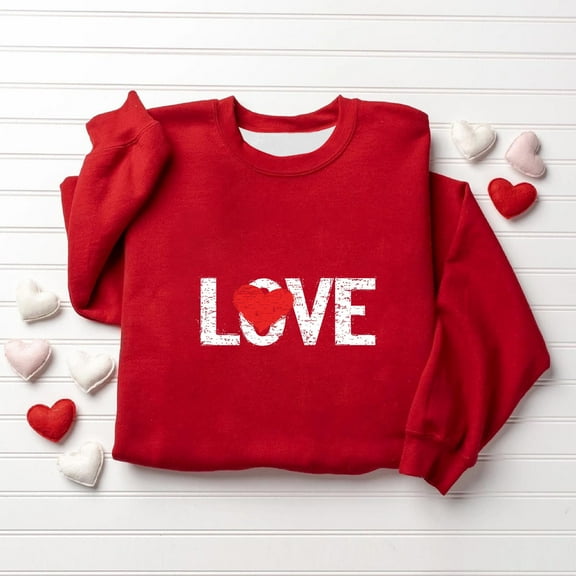 NAISIBABY Kids Valentine's Day Hoodie (1-13T), Crewneck Fleece Lined Long Sleeve Boys Girls Pullover Sweatshirt Red 12T