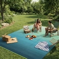 thumbnail image 2 of SUNDEREY Outdoor Rug 9'x12', Waterproof Reversible Plastic Straw Mat for Patio, RV & Camping - Lightweight Carpet for Deck, Balcony & Backyard, Teal, 2 of 9
