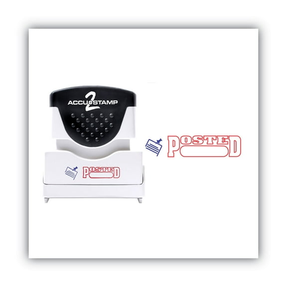 ACCUSTAMP2 Pre-Inked Shutter Stamp, Red/Blue, POSTED, 1.63 x 0.5