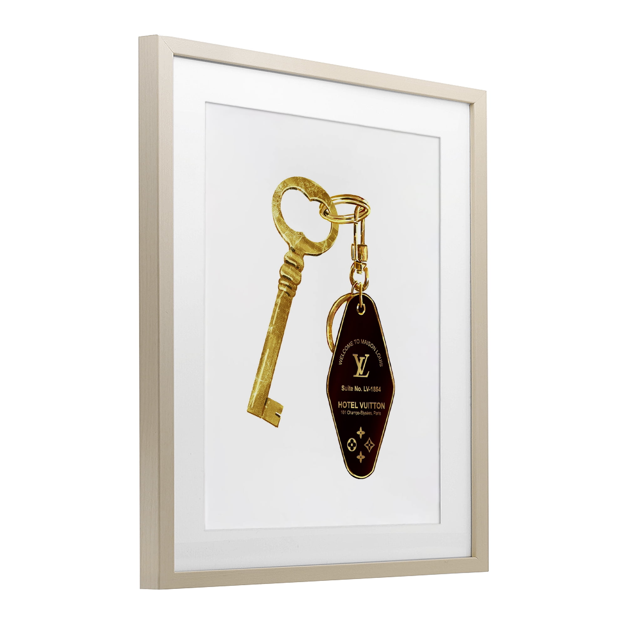 Glam Gold Key Fashion Birch Framed Print Under Glass, design by Ziwei Li