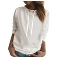 thumbnail image 1 of WEAIXIMIUNG Womens Sweatshirt Graphic with Hood Womens Color Block Drawstring O-Neck Casual Long Sleeve Solid Color Sweatshirt, 1 of 4