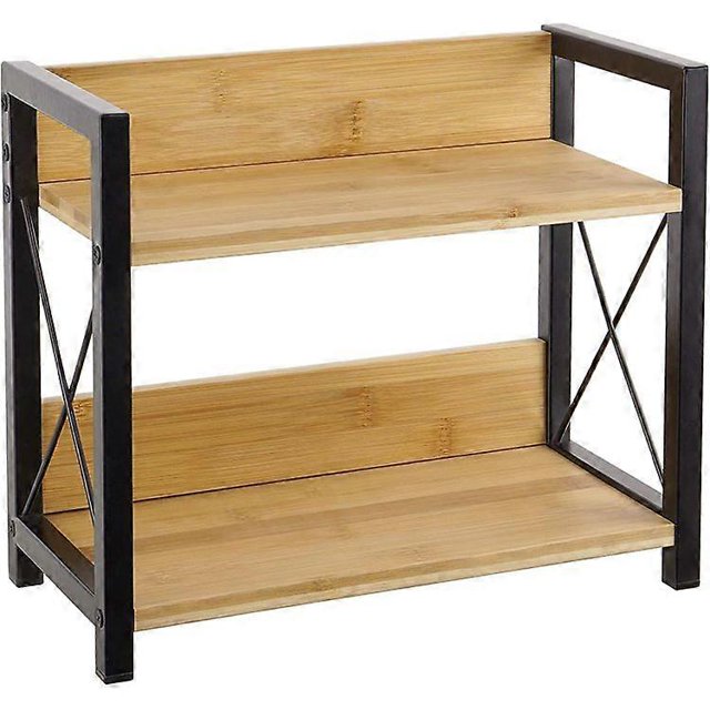 Coffee Bar Organizer: 2-Tier Wooden Coffee Station Organizer For Kitchen Countertop - Spice Rack - Makeup Storage Shelf For Small Spaces