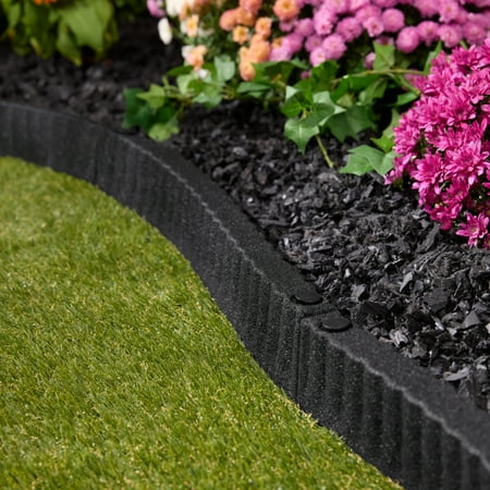 Expert Gardener 2' x 3" Black Recycled Rubber Garden Border Landscape Edging - 18 Pack