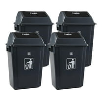 13 Gallon Large Plastic Trash Can with Swing Lid, Kitchen Garbage Can with Lid, 4 Packs