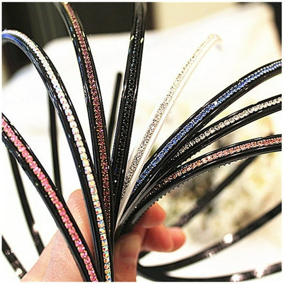Casual fashion 6Pcs Bling Bling 1 Rows Crystal Rhinestone Headband for Women Girls Thin Hair Hoop Fashion(Random Color)