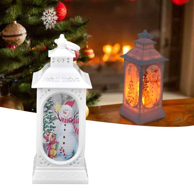 Faroles LED con adornos navideños, faroles navideños con pilas de 5,1 pulgadas, faroles decorativos para el hogar, uso práctico