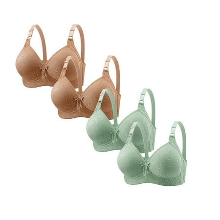 Ploknplq Bras for Women No Underwire brasieres Para Mujer balconette Bras for Women seamless Push Up Bra no Underwire Bras Support Bralette Everyday Bra Pack of 4 brassiere for Women Coffee S Red S
