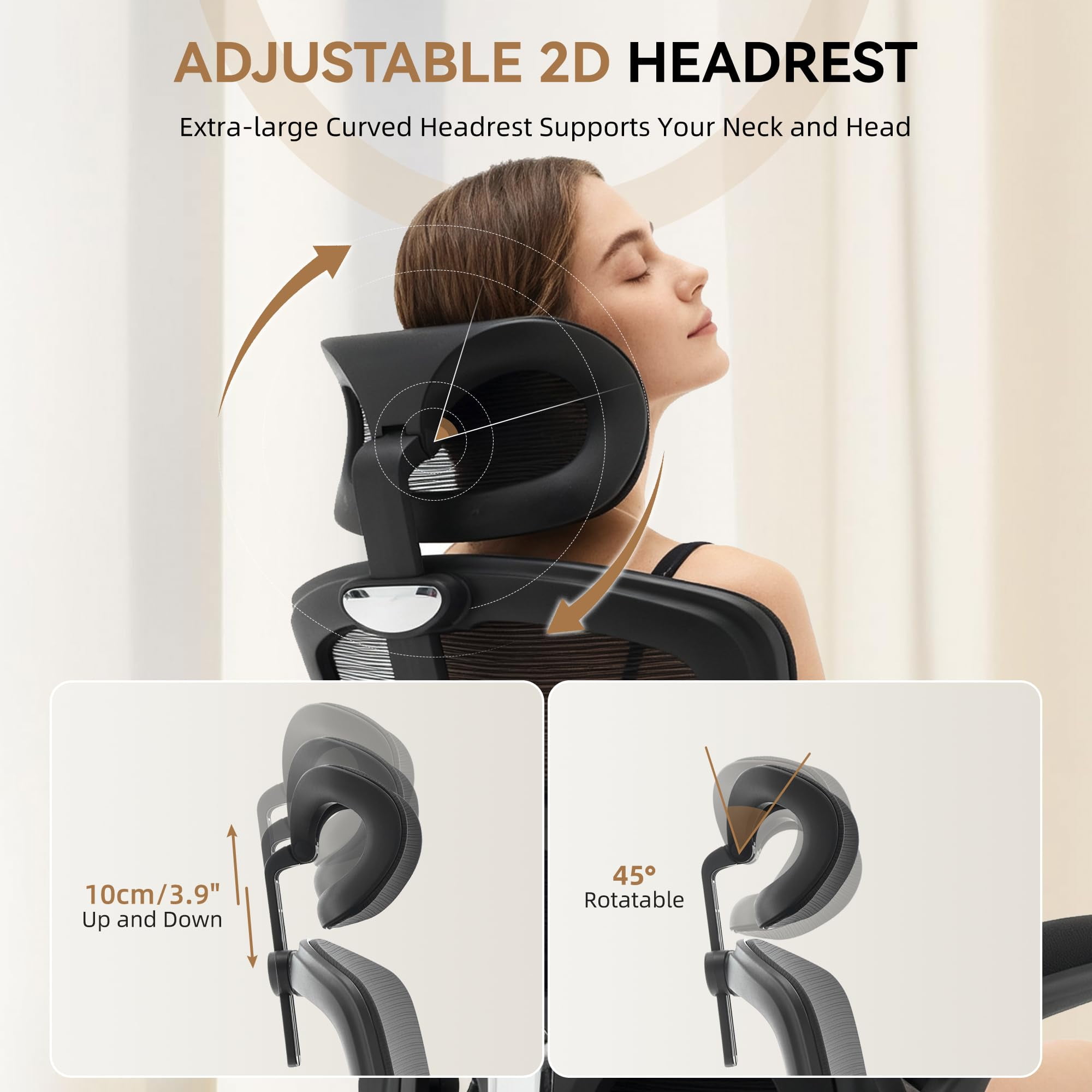Ergonomic High-Back Mesh Office Chair – Adjustable Headrest & Lumbar Support – 360° Swivel Rolling Desk Chair – Comfortable Computer & Gaming Task Chair – Perfect for Home or Office