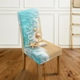 thumbnail image 3 of Xoenoiee Beach Starfish Seashell Print Dining Chair Covers, Stretch Parsons Slipcover with Elastic Band, Spandex Chair Seat Protectors for Dining Room, Hotel, Ceremony, 1 Pack, 3 of 7