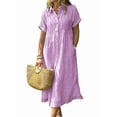 thumbnail image 1 of Vestido camisero chouyatou para mujer, de verano, a rayas, color morado, 1 of 2