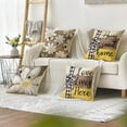 thumbnail image 5 of Home Sweet Home Bee Daisy Throw Pillow Covers, 18 x 18 Inch Love Lives Here Spring Summer Stripes Polka Dots Cushion Case for Sofa Couch Set of 4, 5 of 6