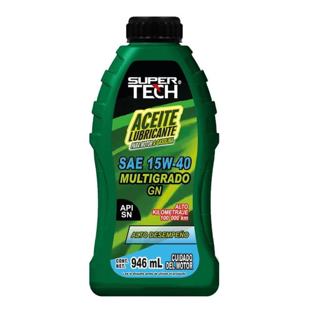 Aceite para Automóvil Super Tech Alto Kilometraje 15w40 de 946 ml
