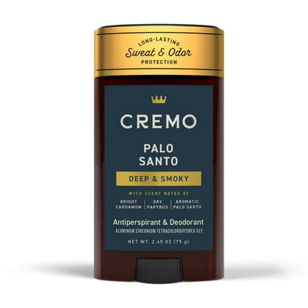 Cremo Palo Santo Antiperspirant & Deodorant for Men, 48-hour Sweat and Odor Protection, 2.65oz