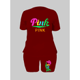 thumbnail image 2 of Lovelywholesale Plus Size Pink Letter Print Shorts Set, 2 of 3