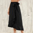 thumbnail image 4 of Abcnature Women's Casual Slit Wrap Asymmetrical Elastic High Waist Maxi Draped Skirt Summer Soft Fit Flowy Handkerchief Hemline Midi Skirt Irregular Hip Pack Solid Skirt Recommend Weight 110 to 121lb, 4 of 6