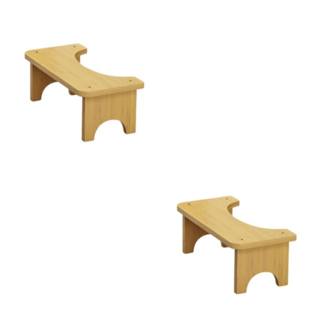 Billuyoard Taburete de baño de bambú para baño, asiento antideslizante para caca, soporte para pies para niños, baño, orinal en cuclillas, color de registro 2Conjunto