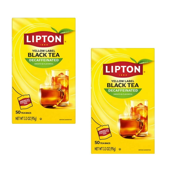 2PAK Lipton Black Tea Bags, Decaffeinated, 50 Count