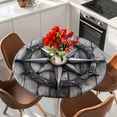 thumbnail image 2 of Compass Round Fitted Table Cover Nautical Wood Grain Waterproof Table Cloth with Elastic Edge Wipeable Tablecloth for Picnic Camping Party Fits 45"-54" Diameter, 2 of 8