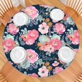 thumbnail image 2 of Pioneer Flower Floral Print Pattern Round Fitted Tablecloth with Elastic Edge,Dining Table Cover Waterproof,Outdoor Round Tablecloth for Camping,Dining,Indoor and Outdoor, 2 of 7