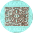 thumbnail image 1 of Ahgly Company Indoor Round Oriental Light Blue Traditional Area Rugs, 8' Round, 1 of 4
