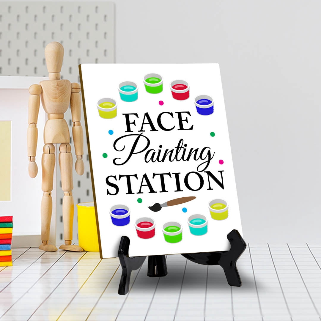 Signs ByLITA Gesichtsbemalungsstation Tischschild – 15,2 X 20,3 Cm, Mit Acryl-Staffelei