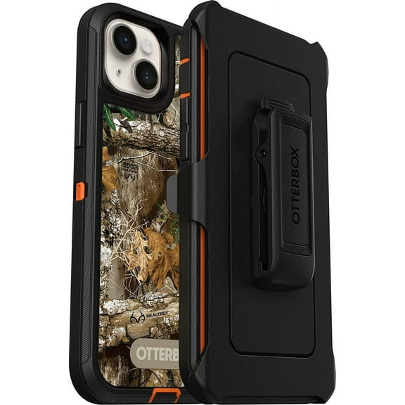 OtterBox Defender Series Screenless Edition Case for iPhone 14 Plus Only - Holster Clip Included - Microbial Defense Protection - Non-Retail Packaging - Realtree Blaze Edge Camo