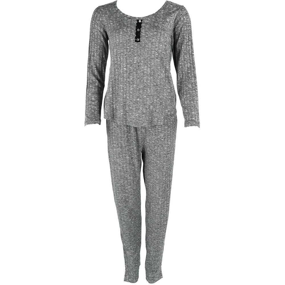 Hanes - Women's Plus Size Ribbed Henley Pajama Set - Walmart.com