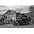 thumbnail image 2 of Vintage Photo Archive 18x13 Gold Ornate Wood Framed with Double Matting Museum Art Print Titled - Vintage Car in Front of Old Gas Station, 2 of 4